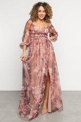 Nara Tulle Maxi Dress | Deep Mauve Floral