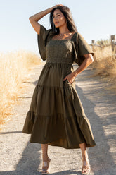 Fauna Lace Top Dress | Olive