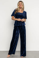 Elin Velvet Set | Navy