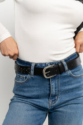 Harmony Floral Faux Leather Belt | Black