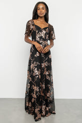 Karina Sequin Maxi Dress | Black + Gold