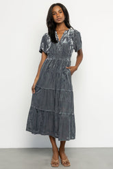 Bronwyn Velvet Dress | Dusty Blue