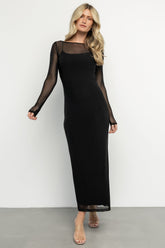 Darya Mesh Midi Dress | Black