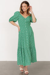 Elisabeth Button Dress | Green Floral - Baltic Born