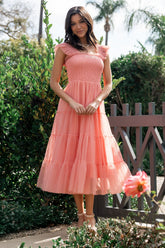 Emma Smocked Tulle Dress | Coral - Baltic Born