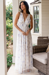 Kamila Tulle Maxi Dress | White Floral - Baltic Born