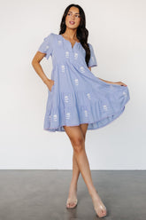 Keegan Short Dress | Blue + Ivory Floral - Baltic Born