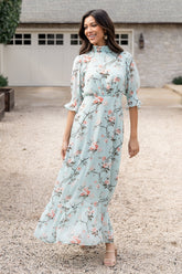 Marie Mock Neck Maxi Dress | Sage Floral - Baltic Born