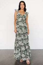 Martina Maxi Dress | Green + White - Baltic Born