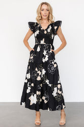 Ranchero Smocked Maxi Dress | Black Print - Baltic Born