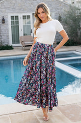 Reilly Maxi Skirt | Navy Flower Print - Baltic Born