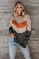 Rowen Color Block Sweater | Natural + Green - Baltic Born