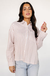 Shasta Button Up Top | Beige Stripe - Baltic Born