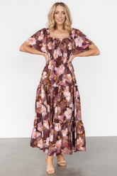 Southampton Smocked Maxi Dress | Brown Floral - Baltic Born