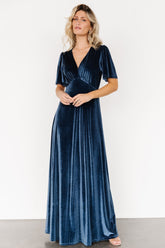 Vivian Velvet Maxi Dress | Blue - Baltic Born