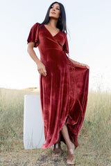 Katelyn Velvet Maxi Wrap Dress | Terracotta