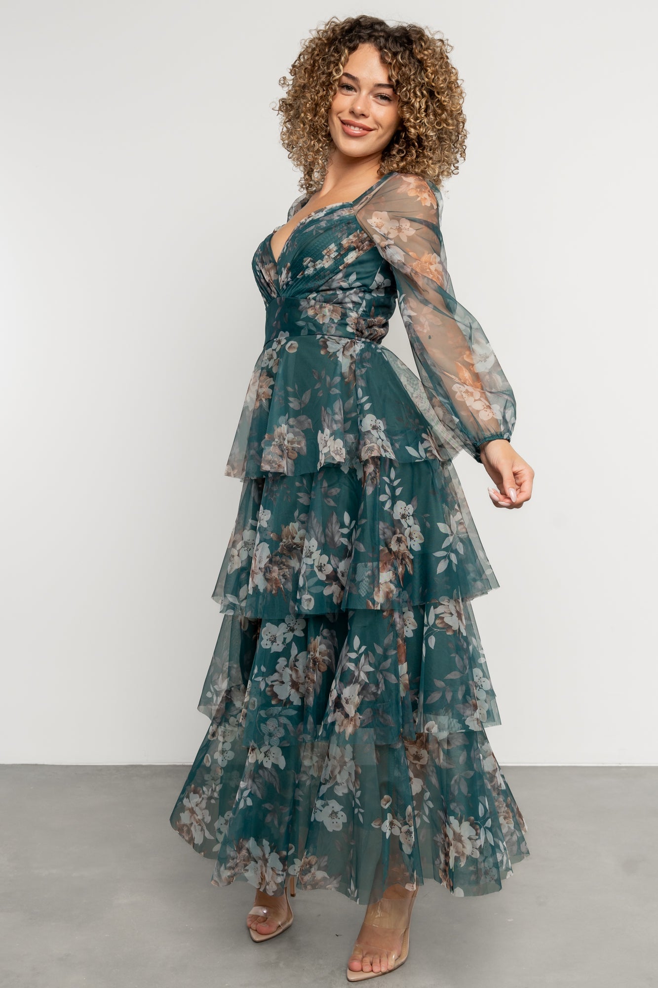 Tessa Tiered Maxi Dress | Green Floral