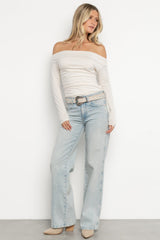 Jakob Turquoise Studs Faux Leather Belt | Ivory