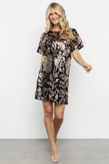 Squires Sequin Short Dress | Black + Gold