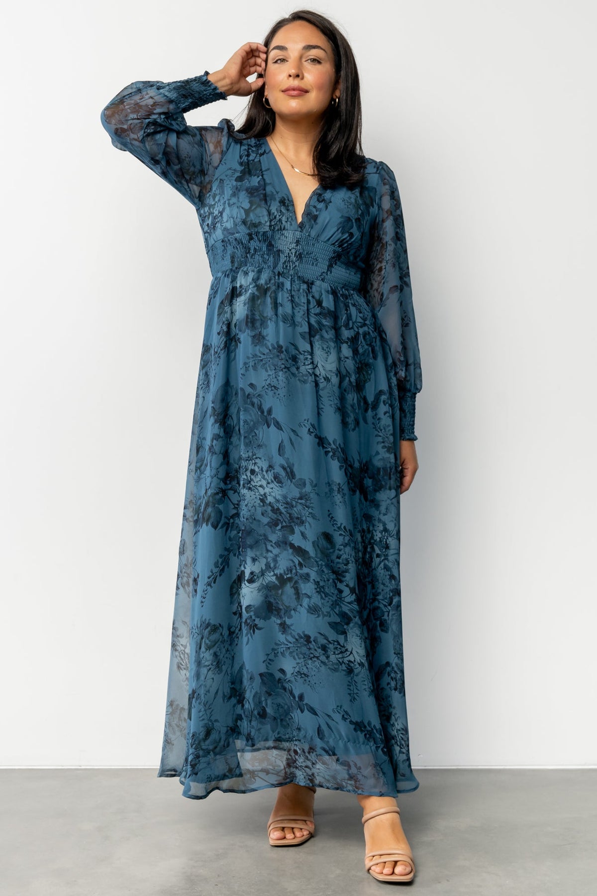Olivia Maxi Dress | Deep Blue Floral