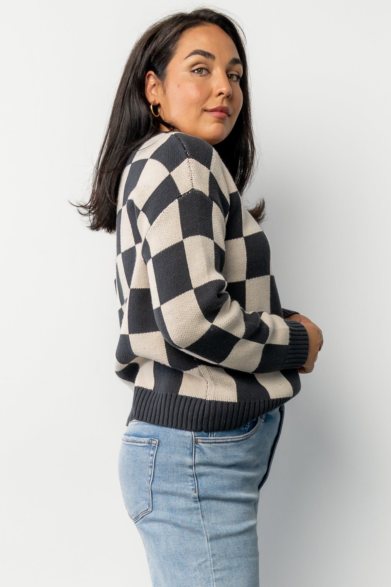 Quincy Checkered Sweater | Deep Jade