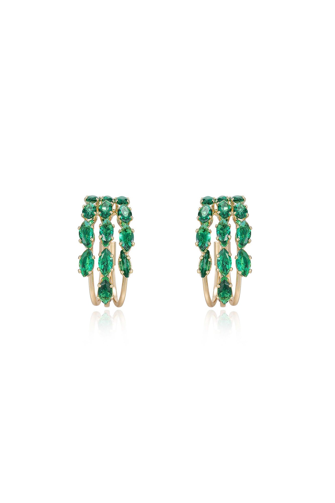 Multi-Crystal Huggie Hoop Earrings