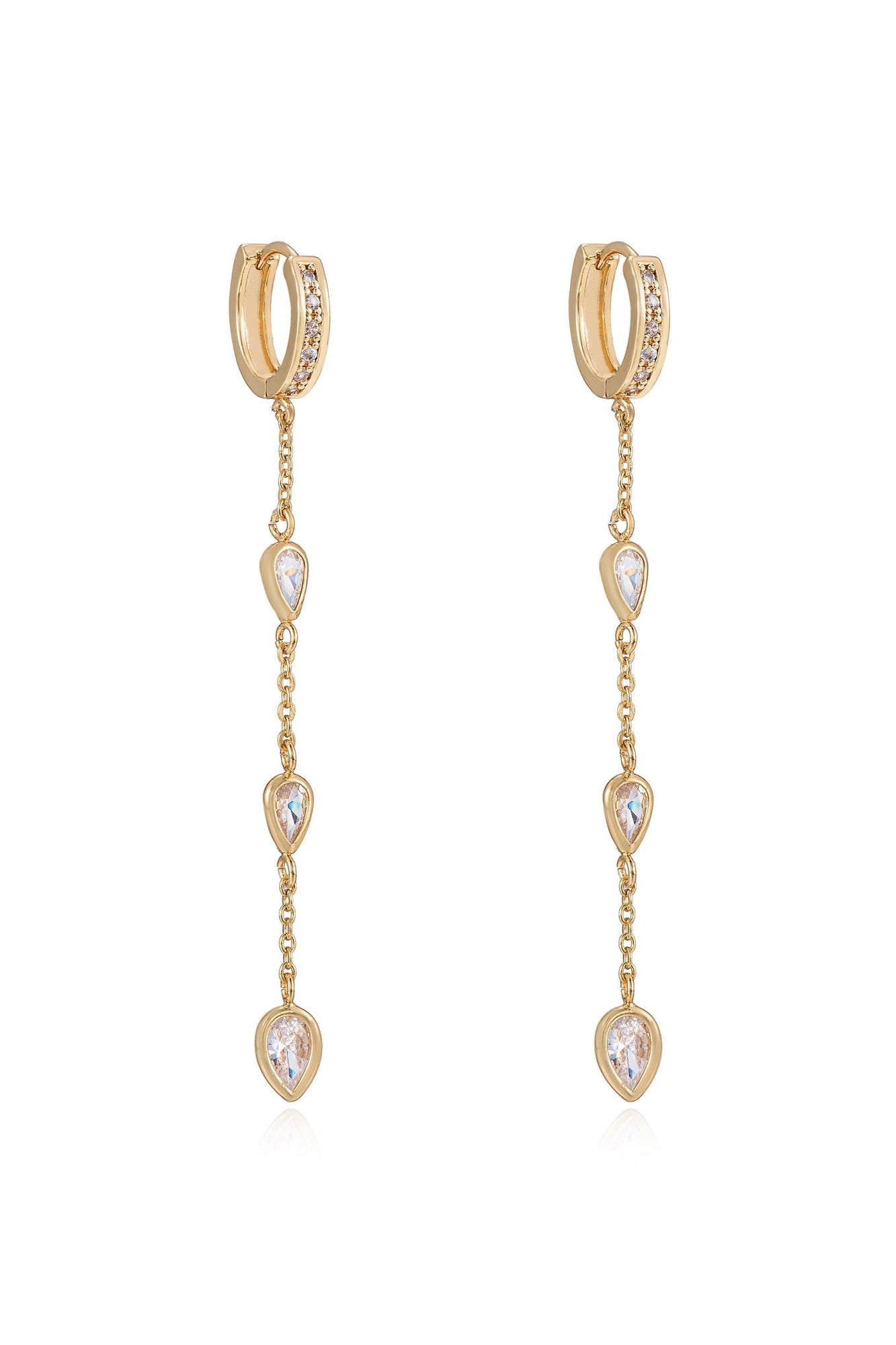Bezel Crystal Huggie Dangle Earrings