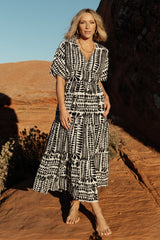 Austin Kimono Dress | Black Print - Baltic Born