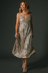 Cecilia Pleated Dress | Champagne - Baltic Born