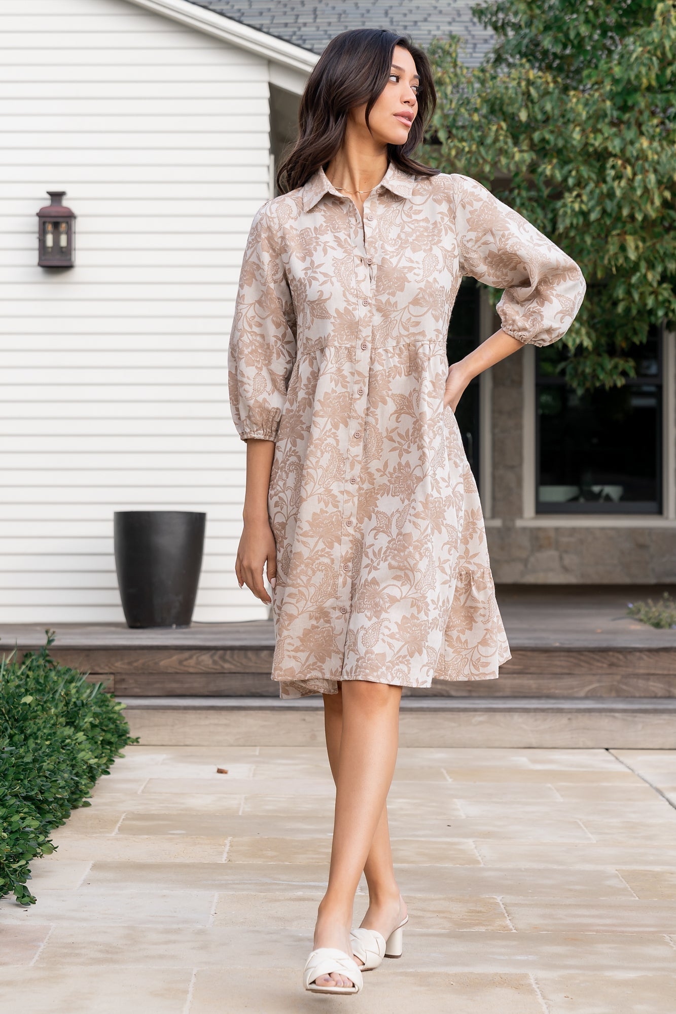 Dakota Babydoll Dress | Taupe Print - Baltic Born