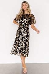 Deanna Sequin Midi Dress | Black + Gold - Baltic Born