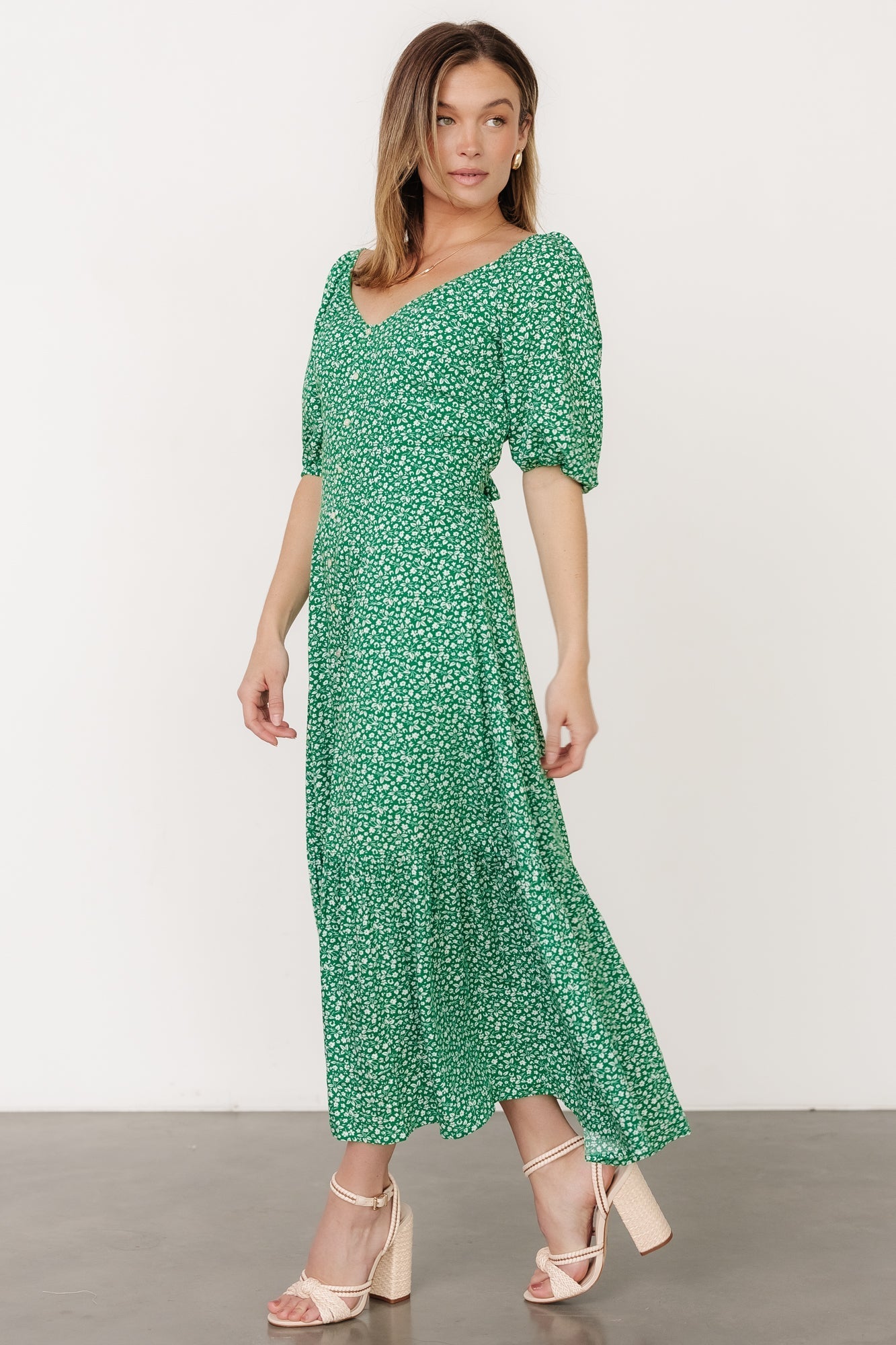 Elisabeth Button Dress | Green Floral - Baltic Born