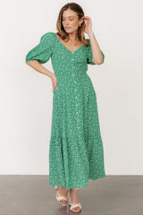 Elisabeth Button Dress | Green Floral - Baltic Born