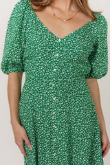Elisabeth Button Dress | Green Floral - Baltic Born