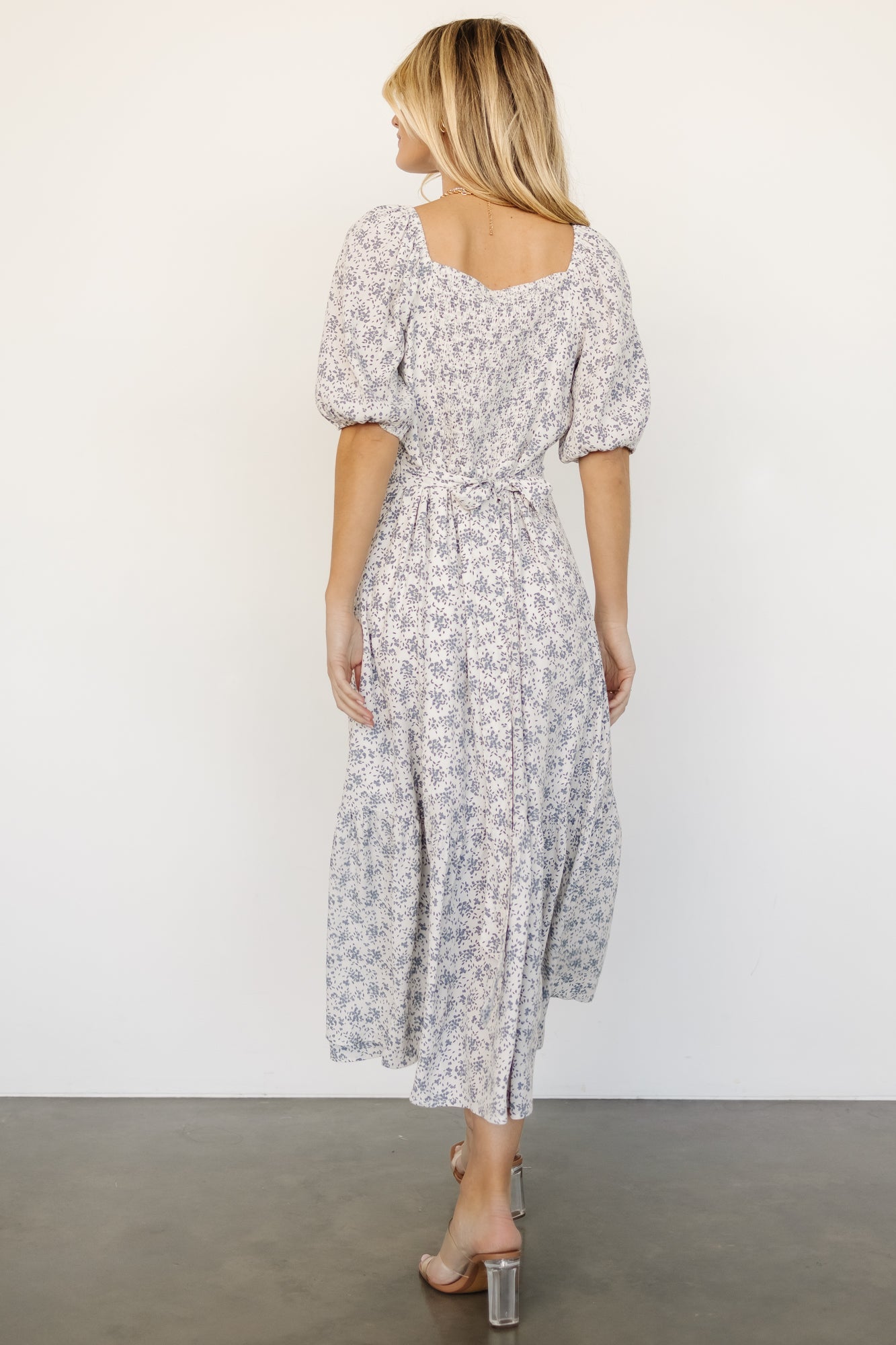 Elisabeth Button Dress | Off White + Blue Floral - Baltic Born