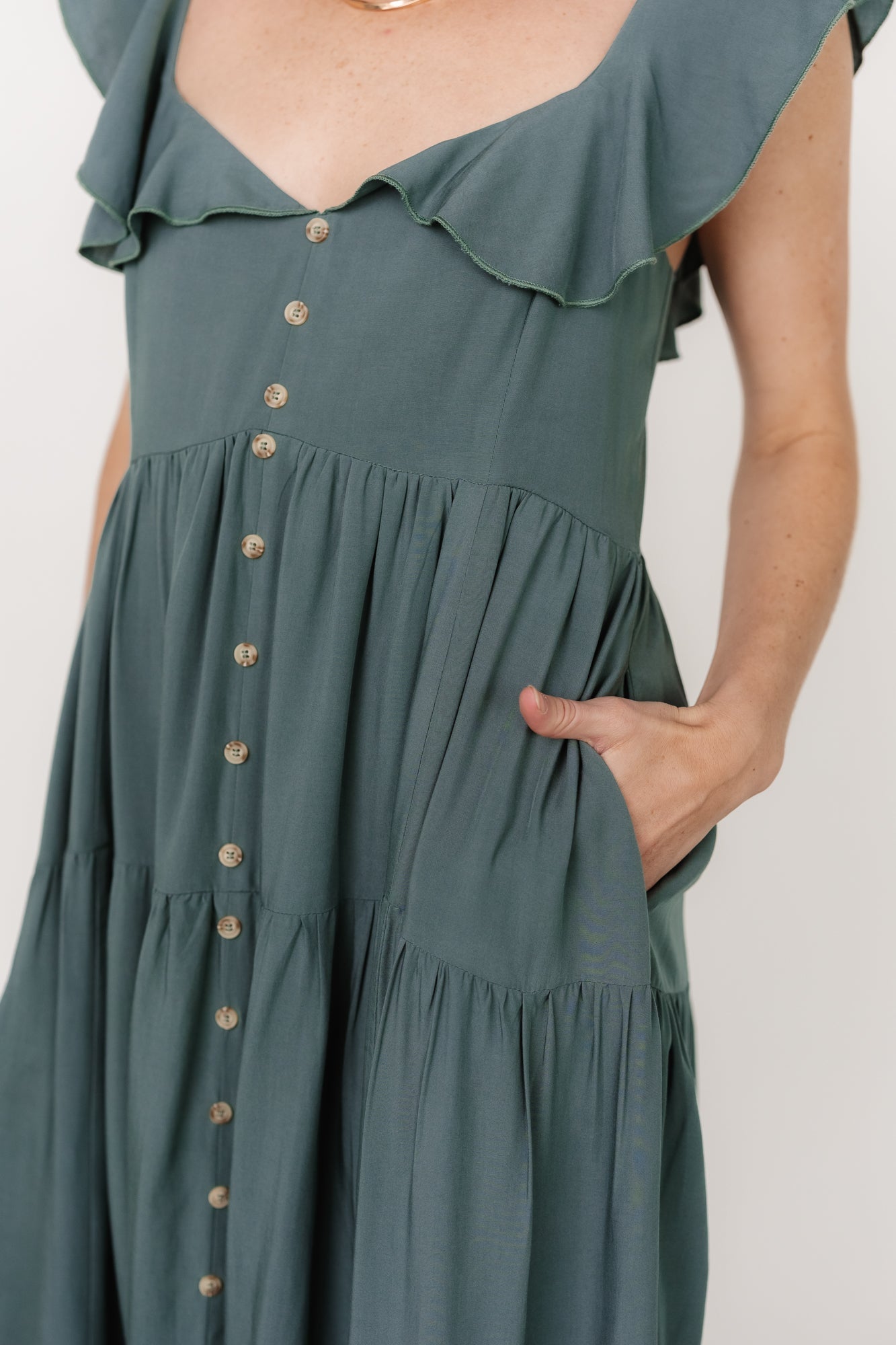 Ellie Ruffle Top Dress | Deep Teal - Baltic Born