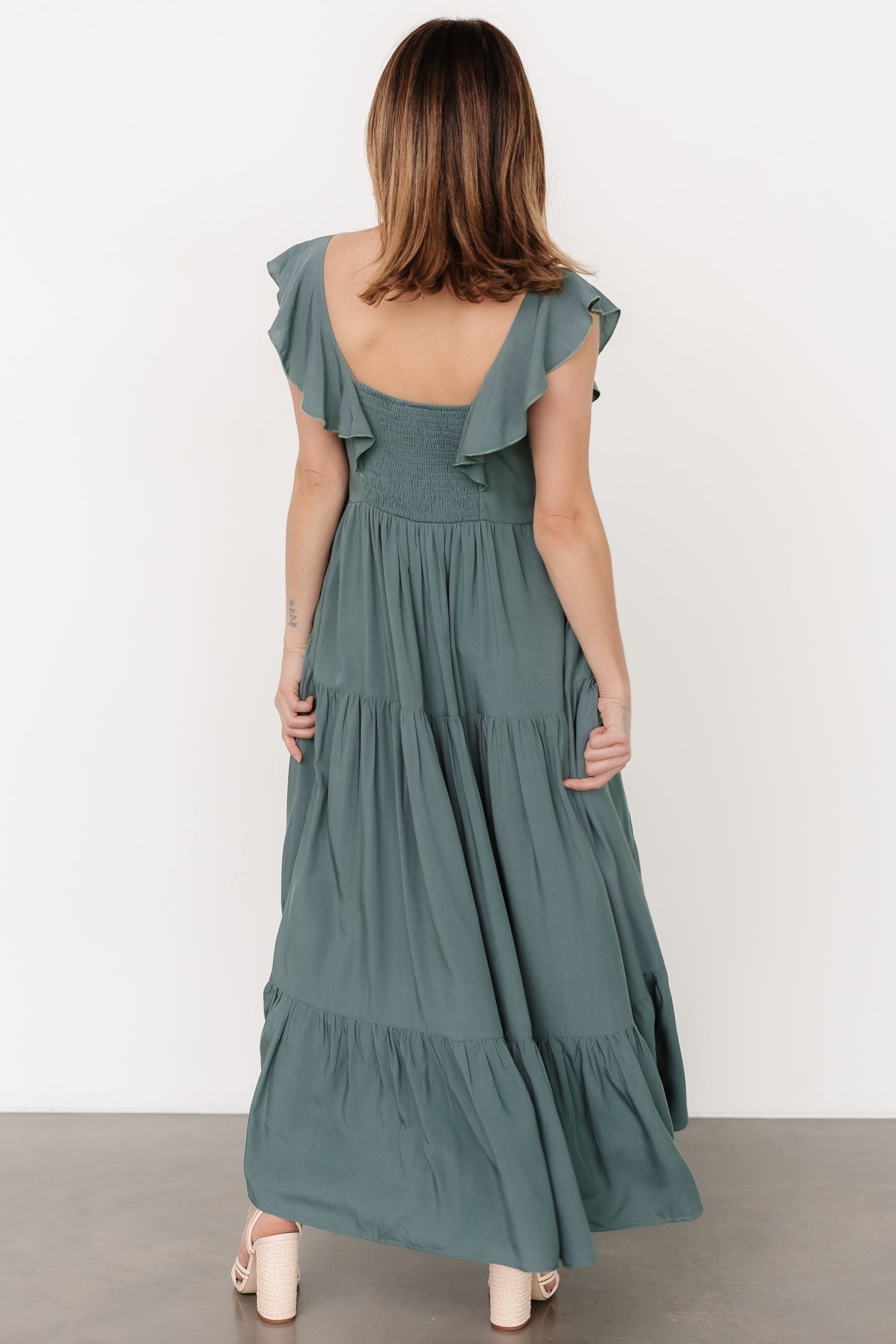 Ellie Ruffle Top Dress | Deep Teal - Baltic Born