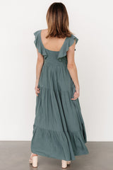 Ellie Ruffle Top Dress | Deep Teal - Baltic Born
