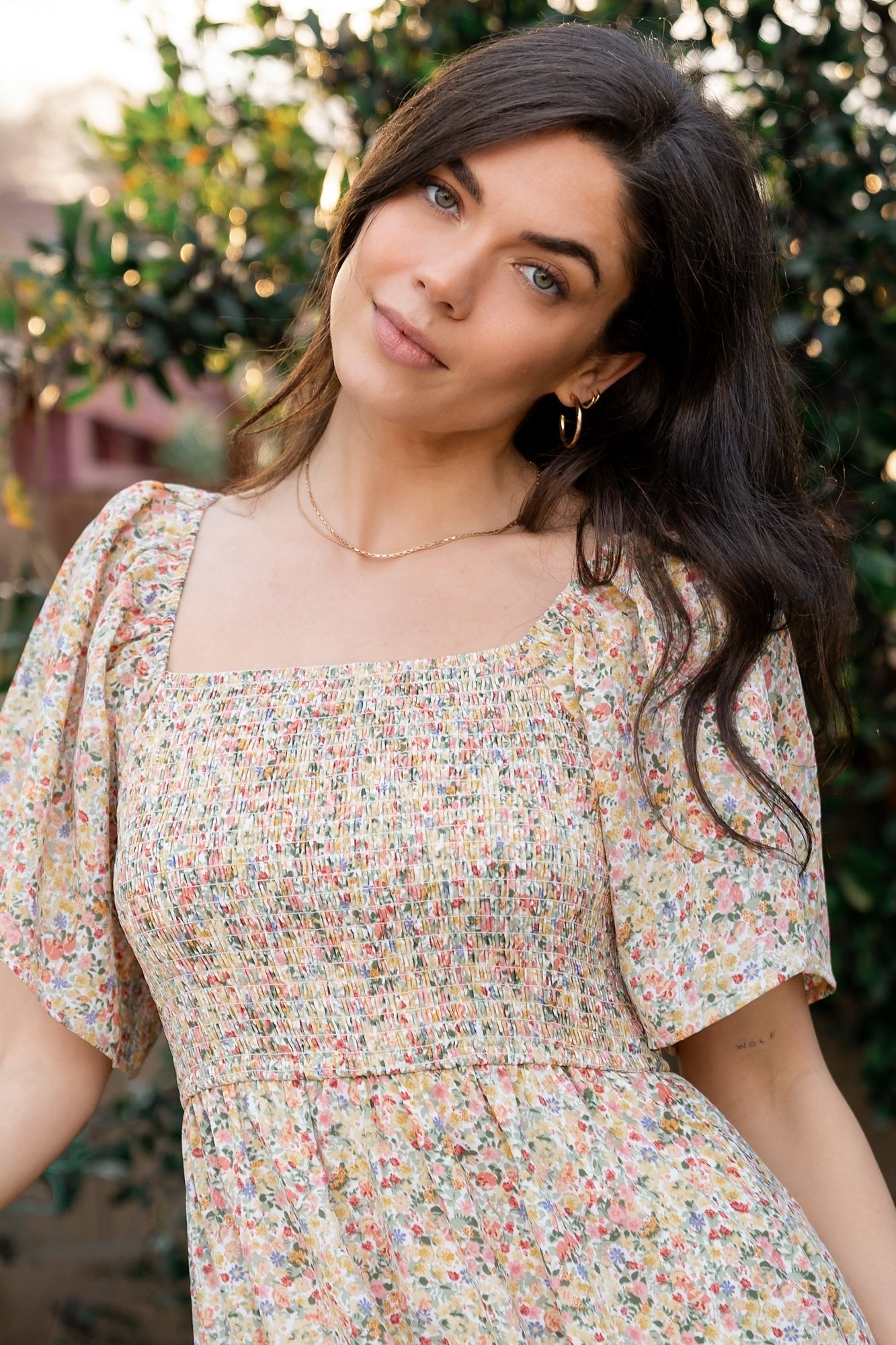 Ellory Smocked Midi Dress | Golden Multi Floral - Baltic Born