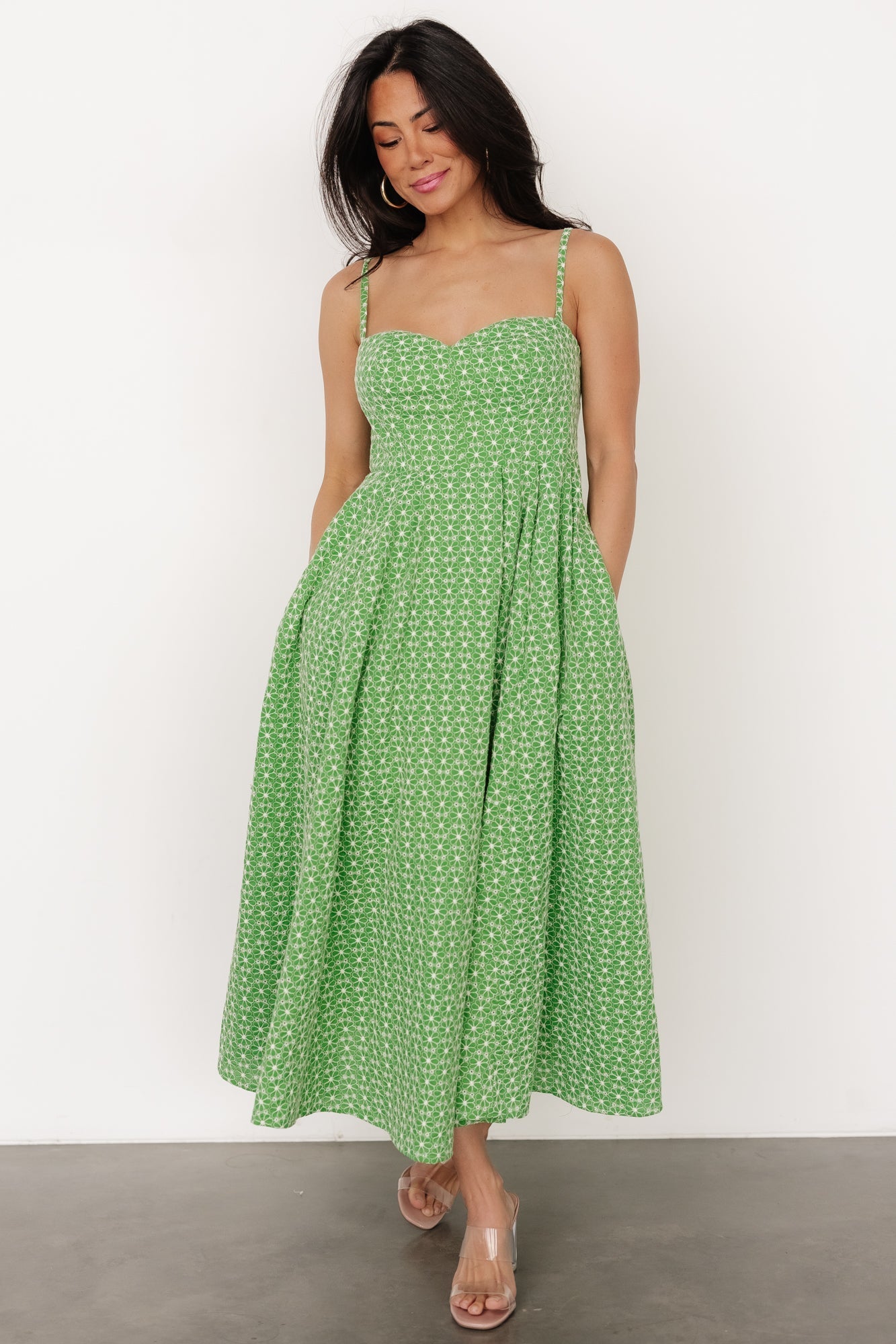 Gracelyn Embroidered Sweetheart Dress | Green Floral - Baltic Born