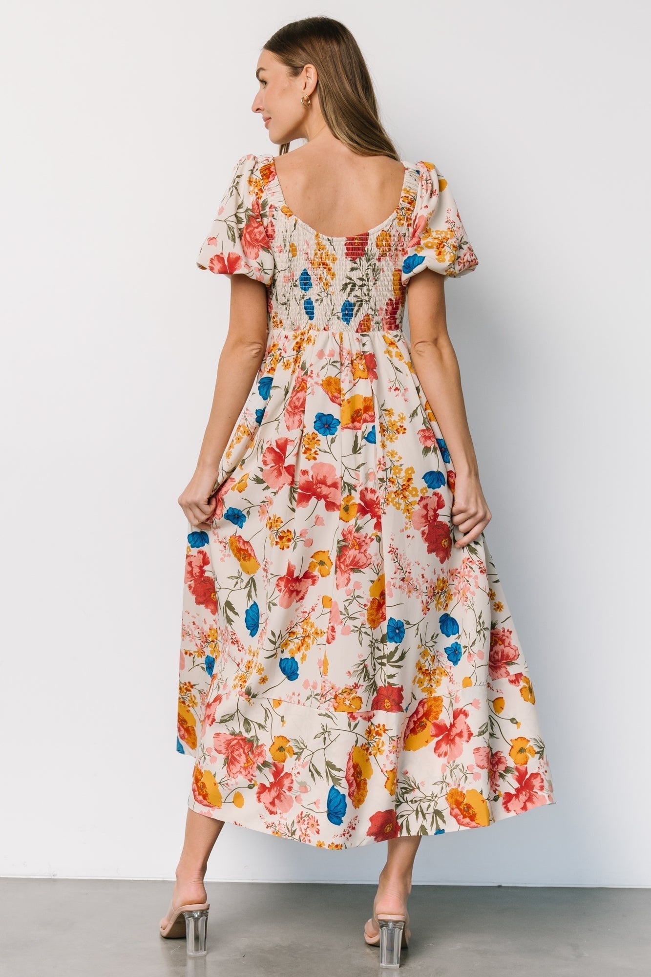 Greta Pleated Maxi Dress | Cream Multi Floral - Baltic Born