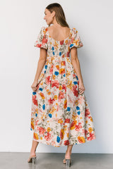 Greta Pleated Maxi Dress | Cream Multi Floral - Baltic Born