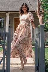 Haddie Smocked Midi Dress | Cream + Rose Floral - Baltic Born