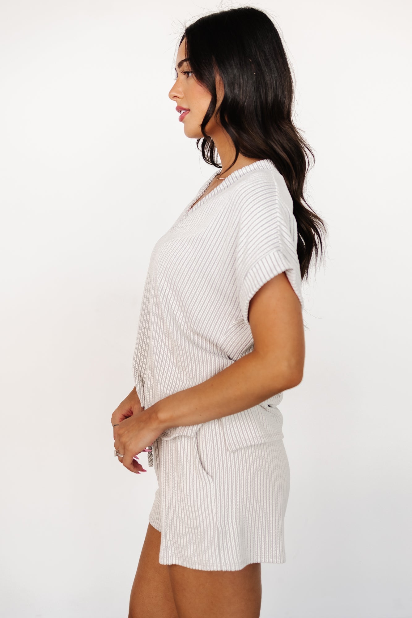Hayes Top + Shorts Set | Gray Stripe - Baltic Born