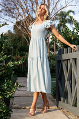 Jacie Smocked Midi Dress | Light Blue - Baltic Born