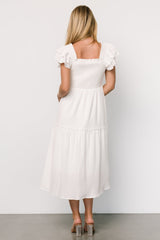 Jacie Smocked Midi Dress | White - Baltic Born