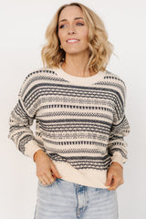 Jasleen Knit Sweater | Cream + Navy - Baltic Born