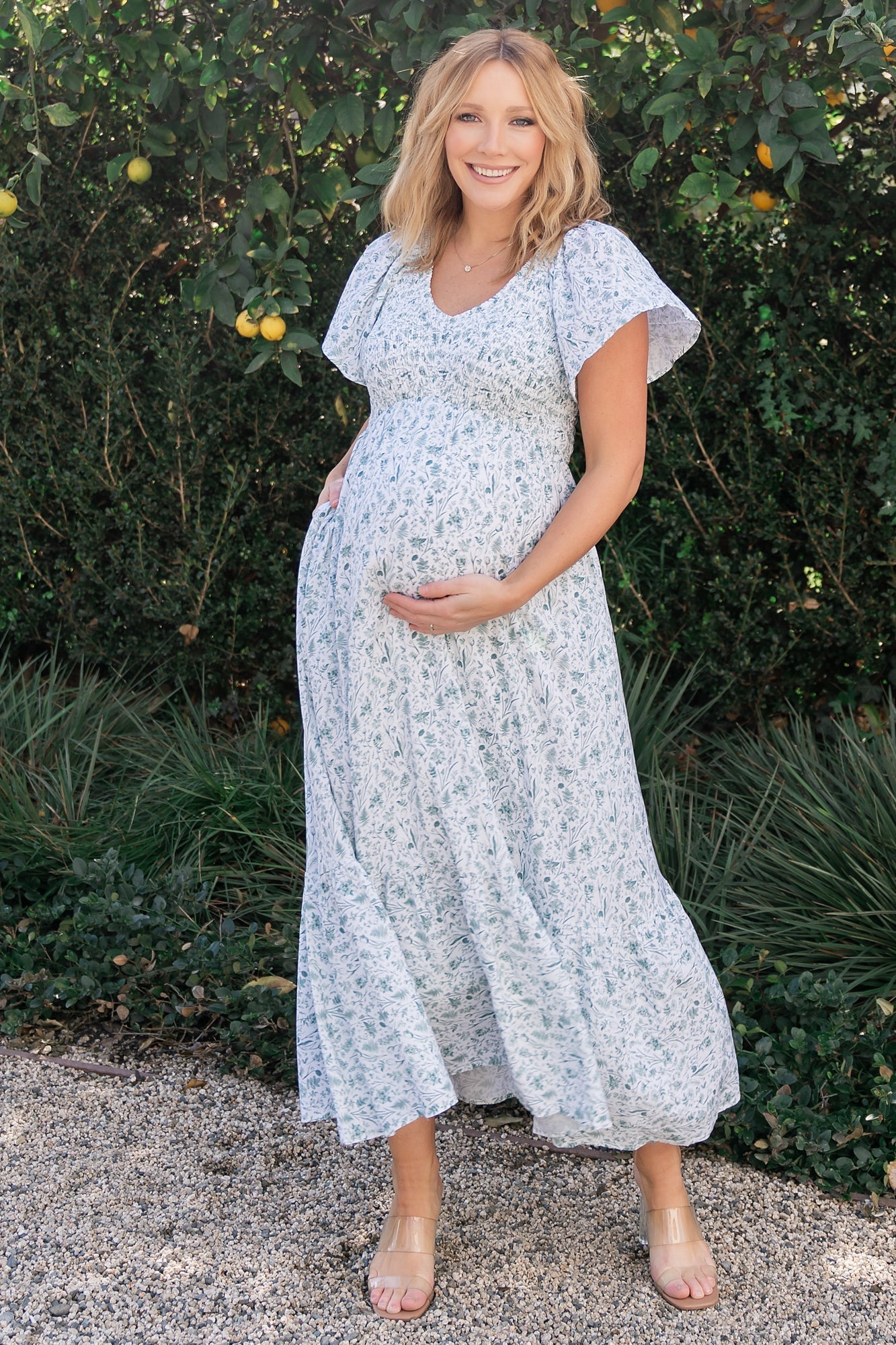 Joanie Smocked Dress | White + Sage - Baltic Born