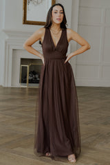 Kamila Tulle Maxi Dress | Espresso - Baltic Born