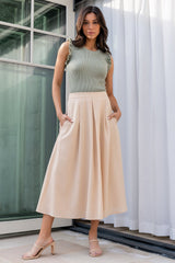 Katie Pleated Midi Skirt | Natural - Baltic Born